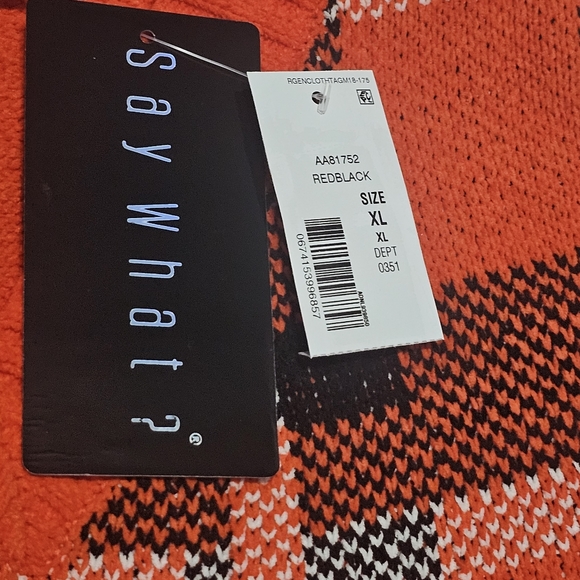 Say What Orange Plaid V Neck Crop Sweater Sleeveless Vest Size Xl NWT - Picture 10 of 12